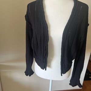 Free People Black Ribbed Knit Cardigan